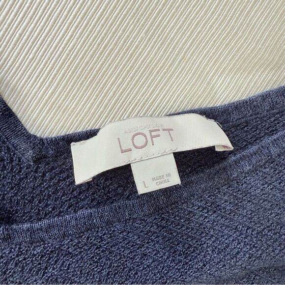 Ann Taylor Loft Womens Tank Top Knit Casual Sleeveless Boho Navy Blue Large L - Picture 2 of 2